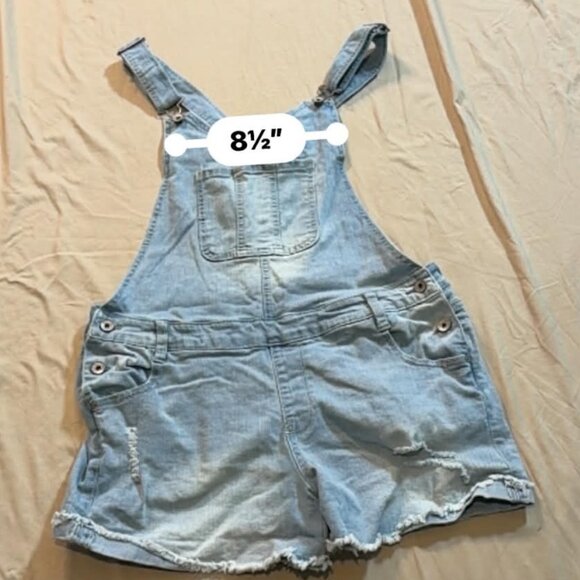 Wallflower Brand Faded Denim Overall Shorts - SIZE XL - Picture 7 of 15